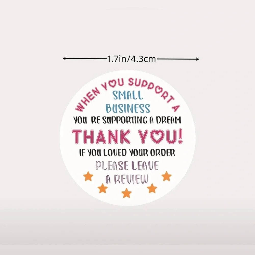 You Support A Small Business You Support a Dream, Thank You Stickers Roll 500pcs